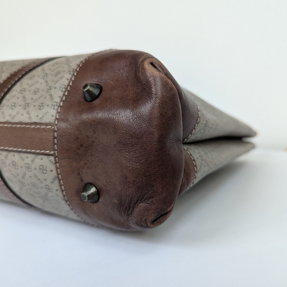 Yoland Monogram Coated Canvas Tote Leather Brown Tan Weekender Briefcase - Picture 6 of 16